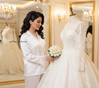 بلوز و شلوار ساتن عروس پر سوزنی گالری ملورینا